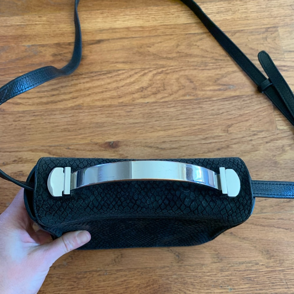 Henri Bendel Stella Crossbody Black Suede snakeskin Small - Picture 8 of 9